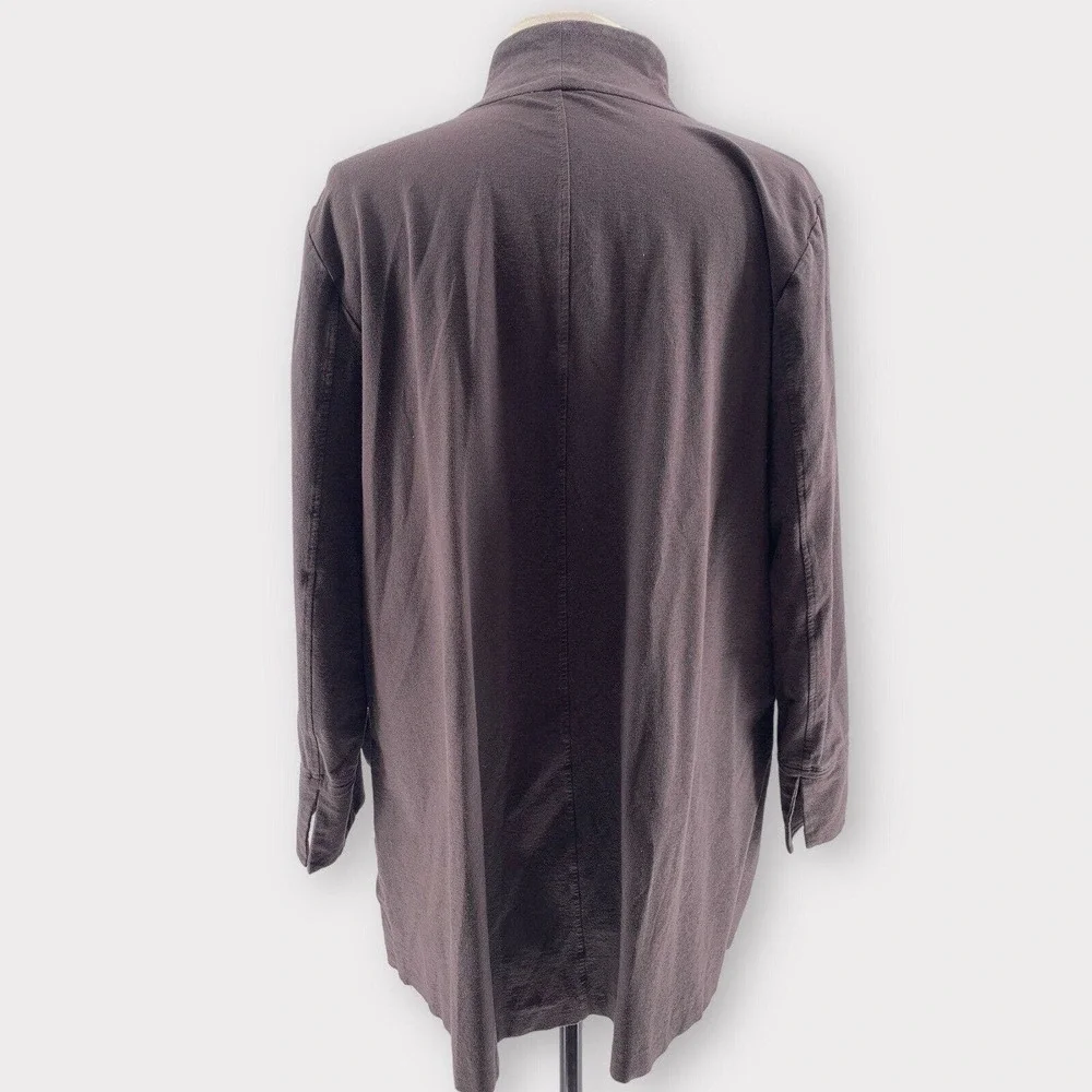 Eileen Fisher Stretch Crepe Open Long Blazer Brown XL - Picture 2 of 9